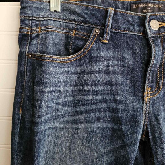 Banana Republic Jeans Womens Size 28 Dark Wash Bootcut Back Flap Pockets - Picture 2 of 6